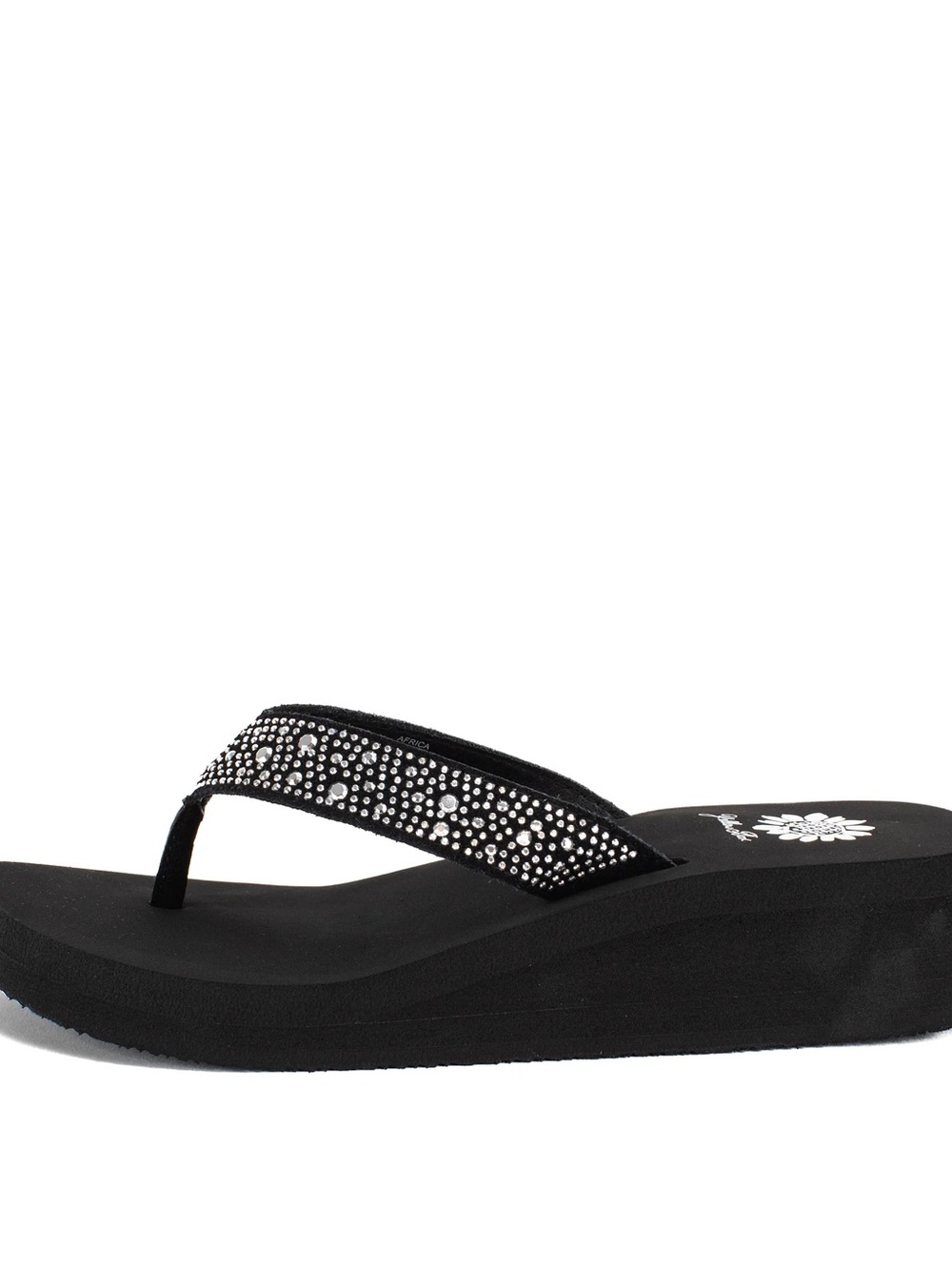 YELLOW BOX Africa  BLACK Wedge Sandal
GENUINE LEATHER Medium width New in boxk
